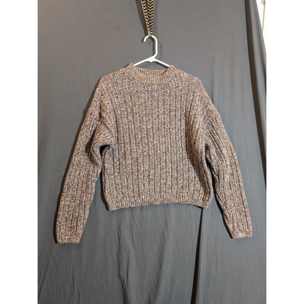Universal Thread Womens Knit Sweater Size M Speckled Brown Acrylic Cotton Blend